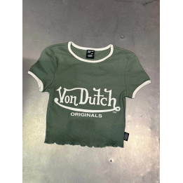 Von Dutch vintage baby tee ringer prazkoany crop top y2k tattoo swag drip