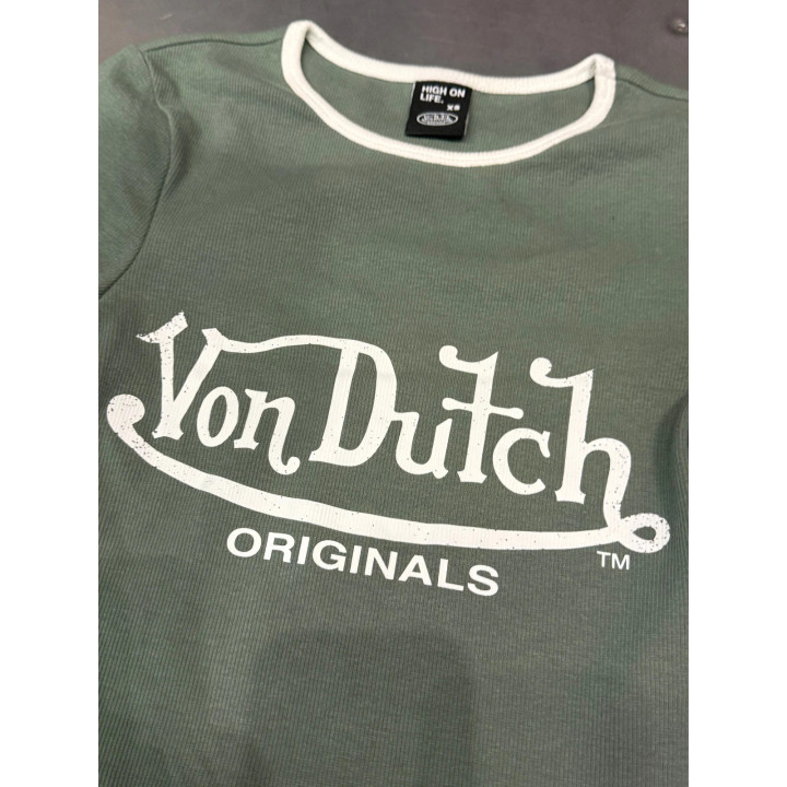 Von Dutch vintage baby tee ringer prazkoany crop top y2k tattoo swag drip